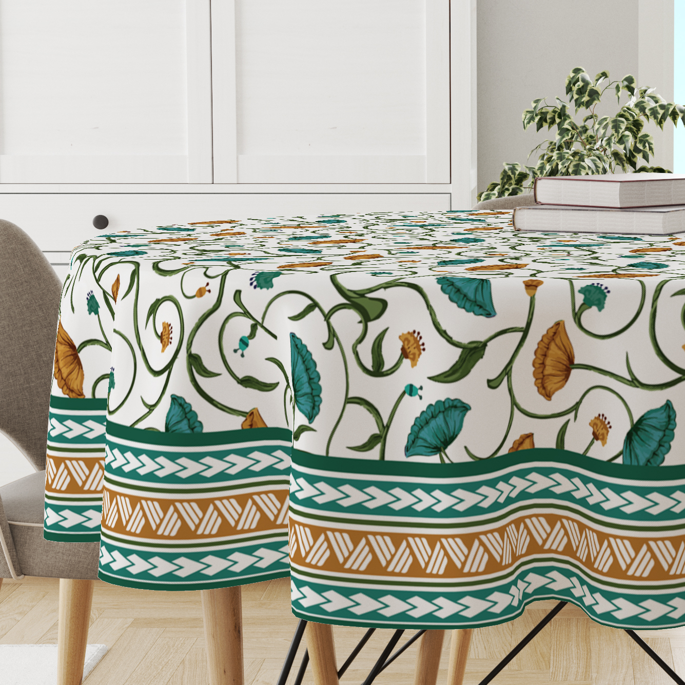 Lotus Green | Premium Quality | Table Cloth/ Table Linen | Kitchen Linen