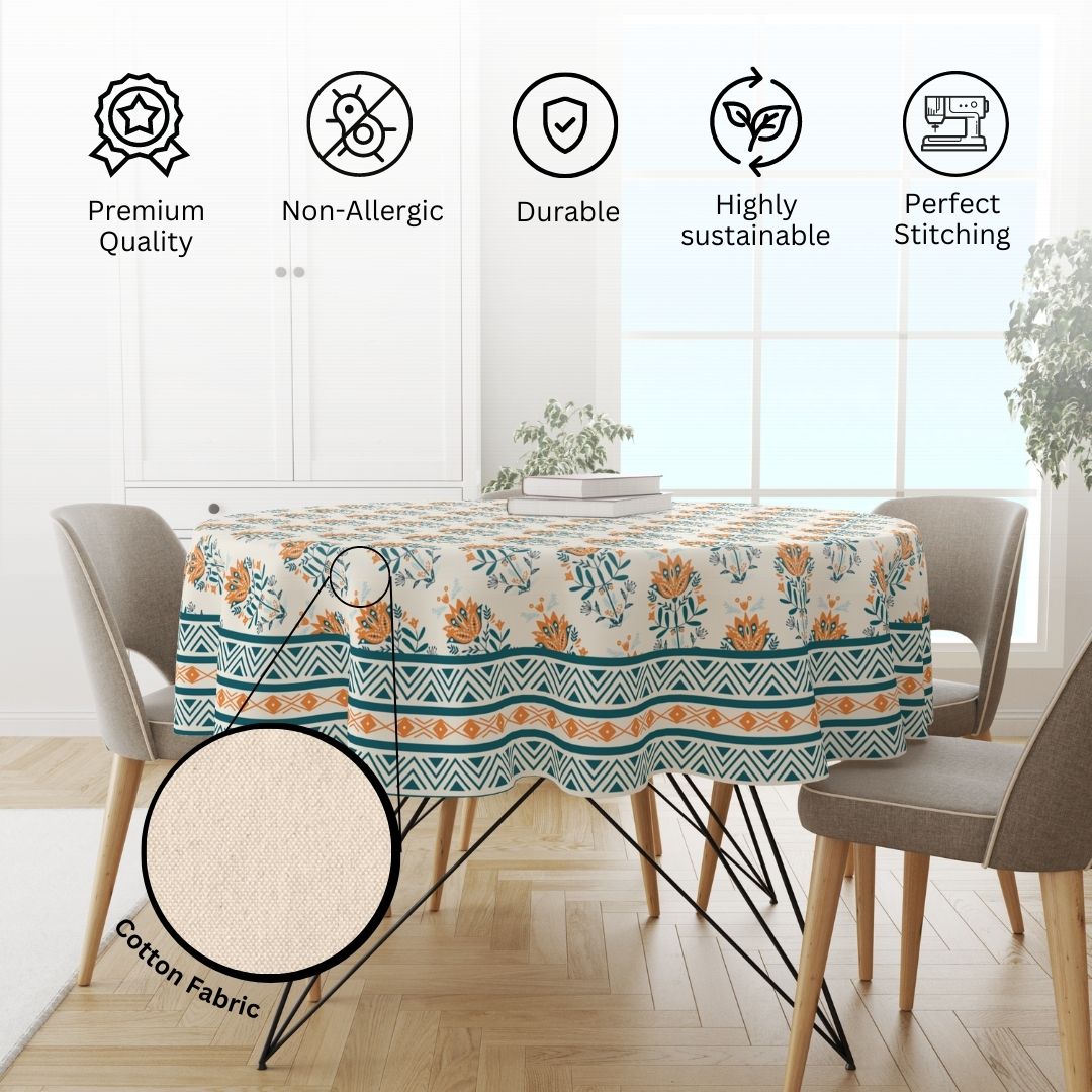 Blue Block| Premium Quality | Table Cloth/ Table Linen | Kitchen Linen - Image 4