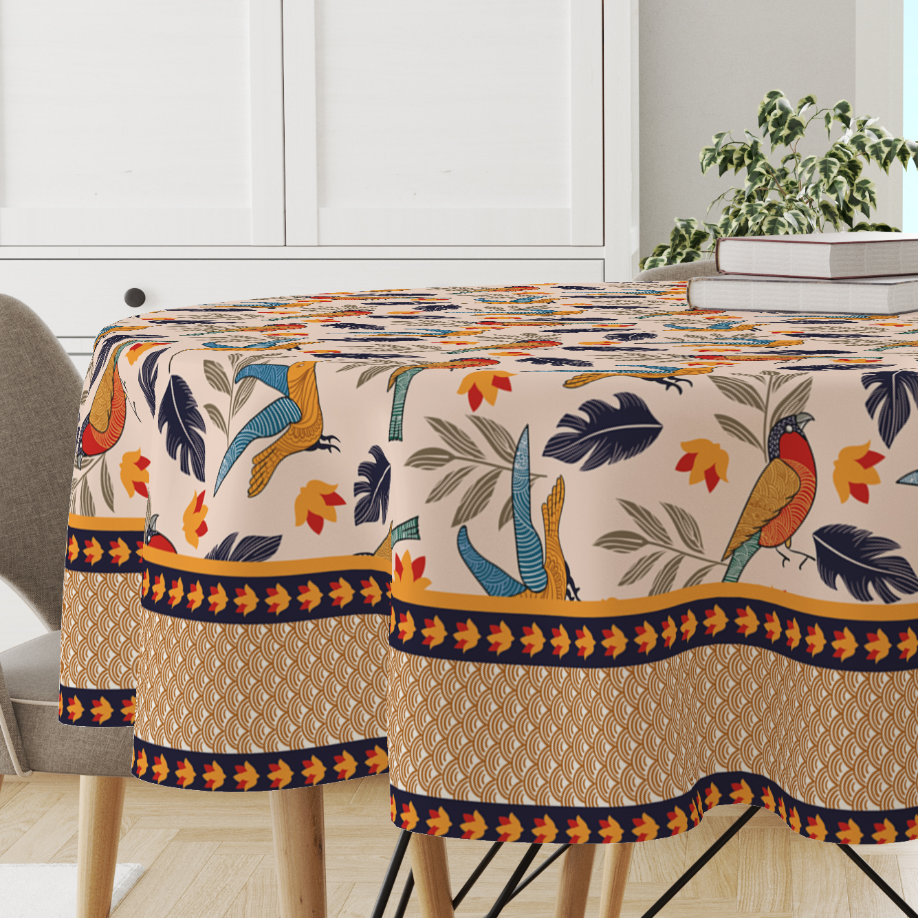 Chirpy Bird| Premium Quality | Table Cloth / Table Linen | Kitchen Linen
