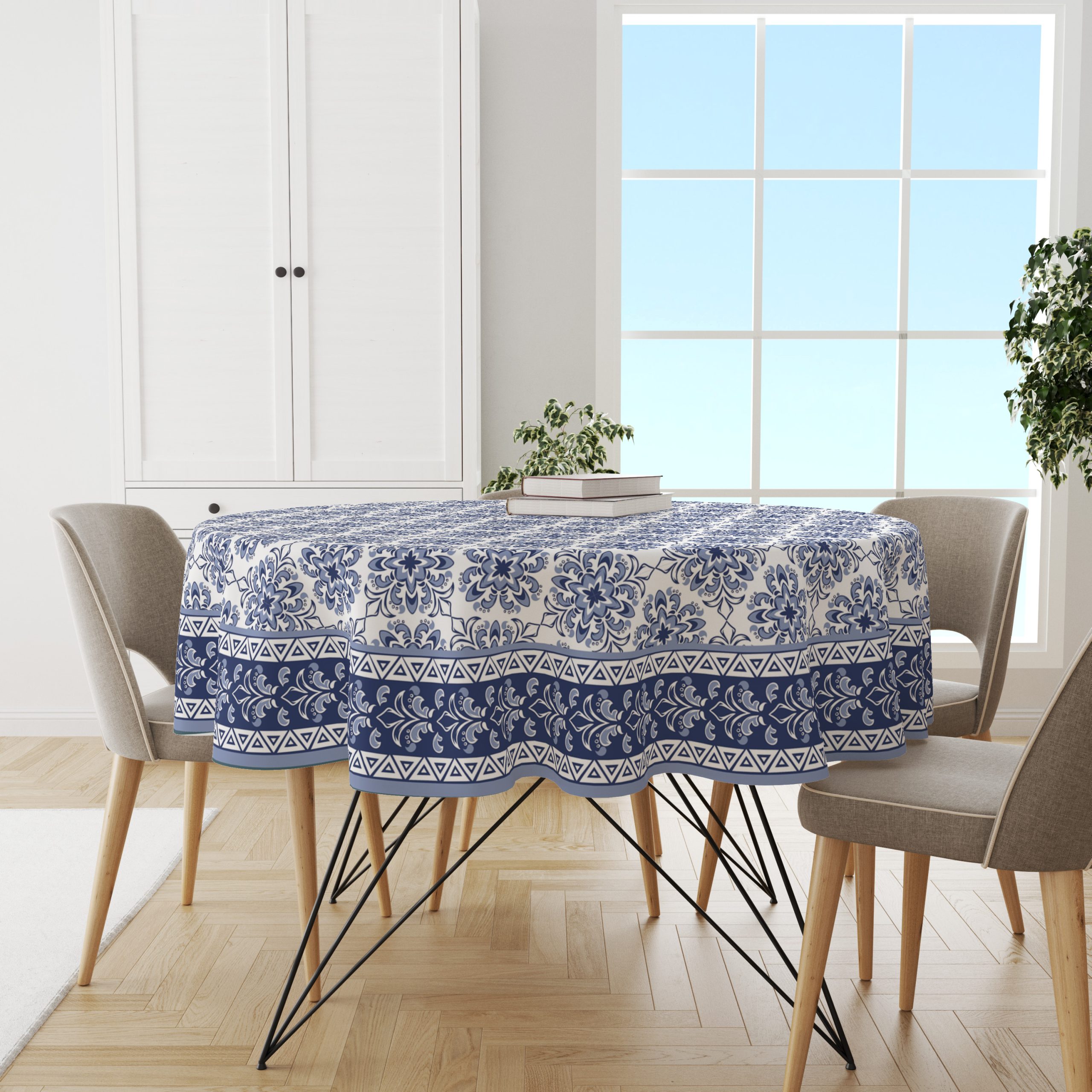 Turkish Blue Block| Premium Quality | Table Cloth/ Table Linen | Kitchen Linen - Image 2