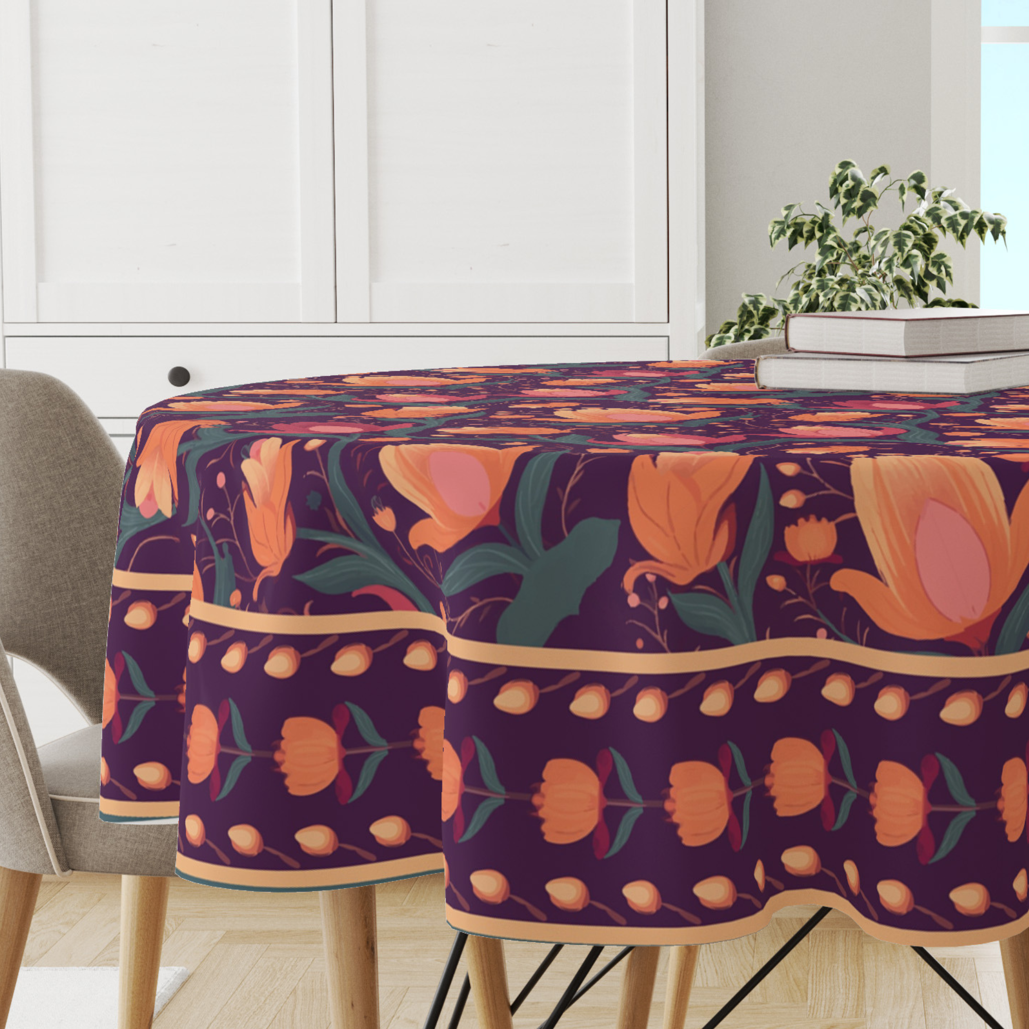 Budding Lotus | Premium Quality | Table Cloth/ Table Linen | Kitchen Linen