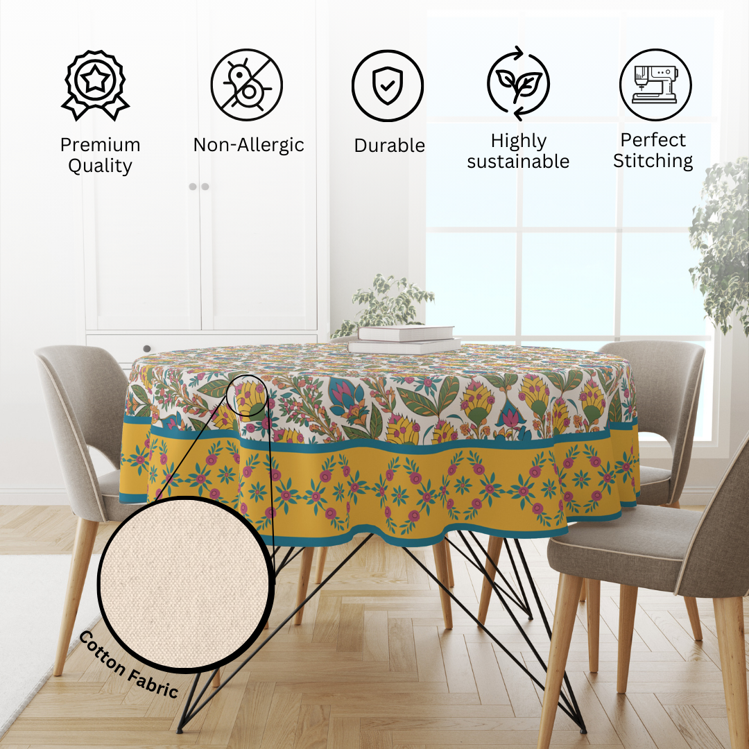 Yellow White | Premium Quality | Table Cloth/ Table Linen | Kitchen Linen - Image 6