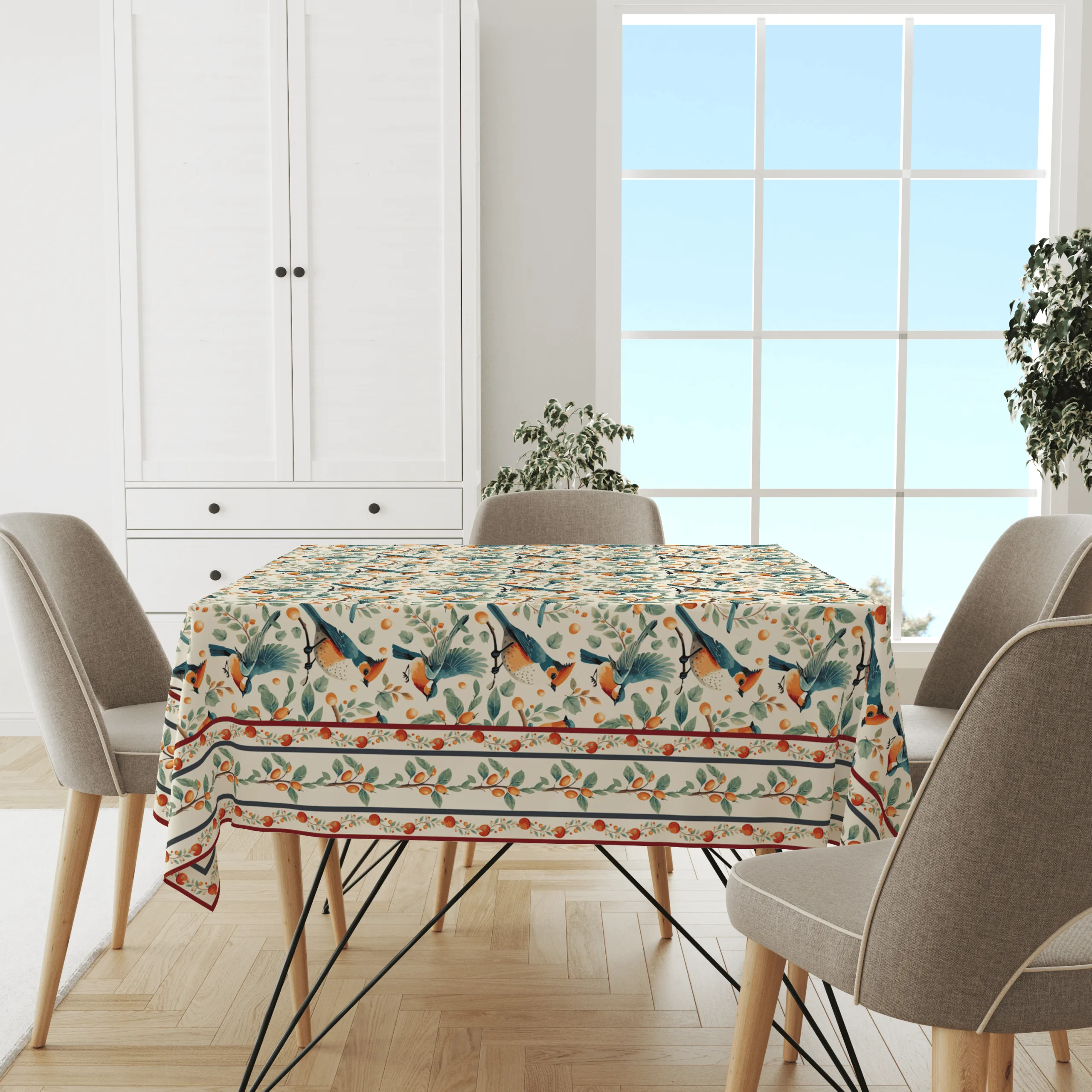 Bird in Nest | Premium Quality | Table Cloth | Dining Table Cloth - Image 2