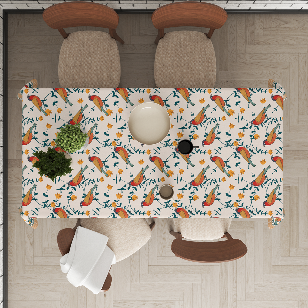 Bird's Land| Premium Quality | Table Cloth | Dining Table Cloth - Image 2