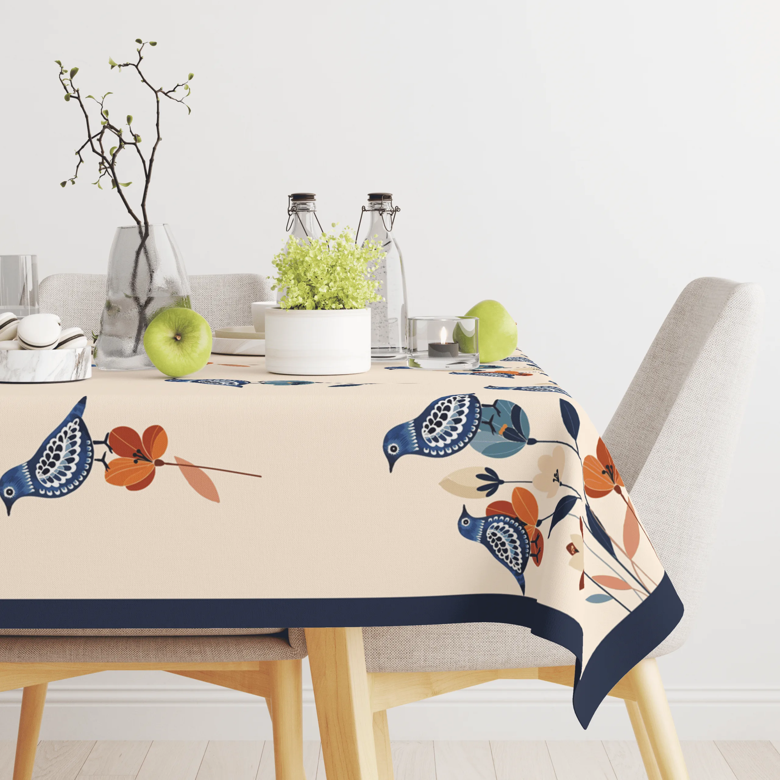 Floral Birdy | Premium Quality | Table Cloth | Dining Table Cloth