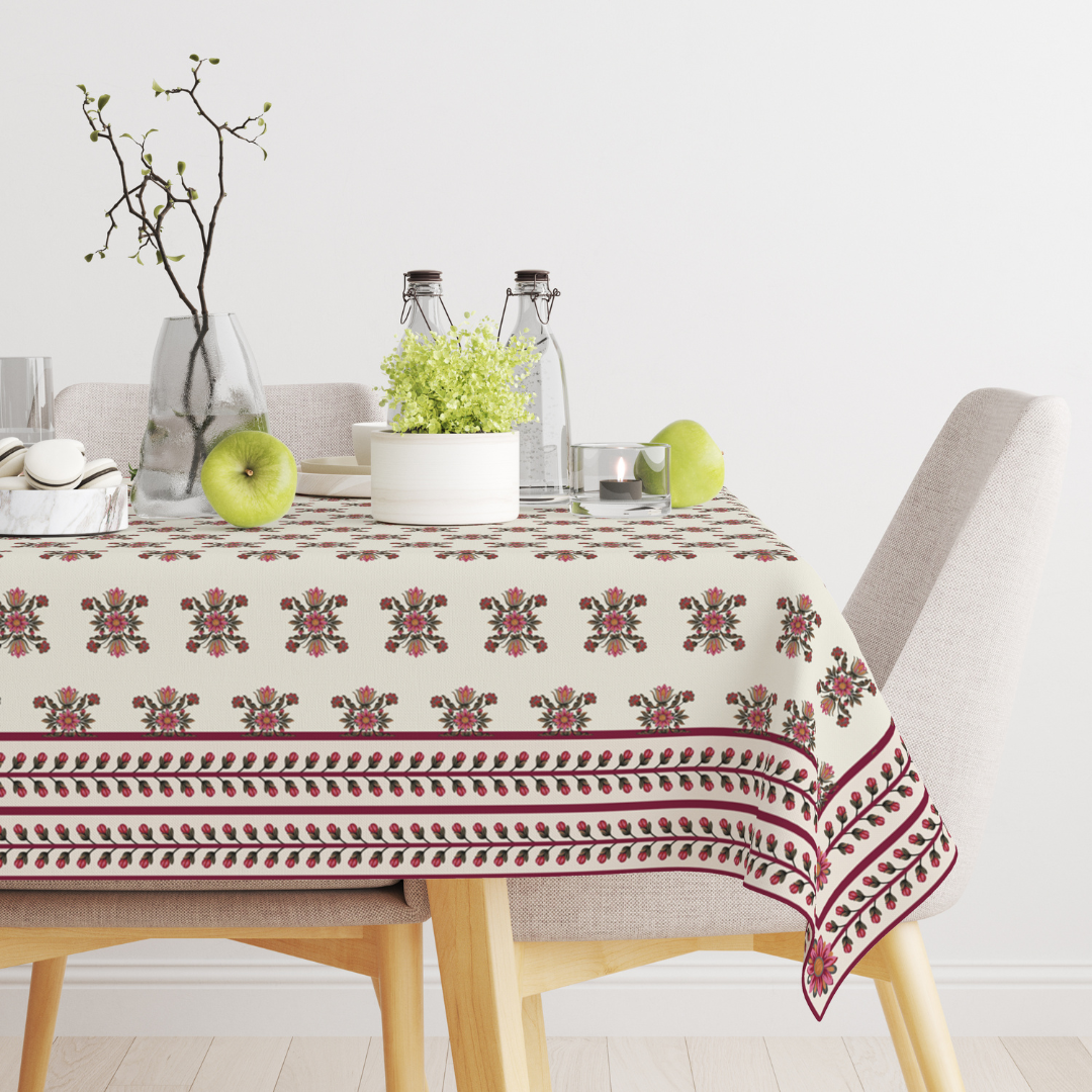 Maroon Block| Premium Quality | Table Cloth | Dining Table Cloth