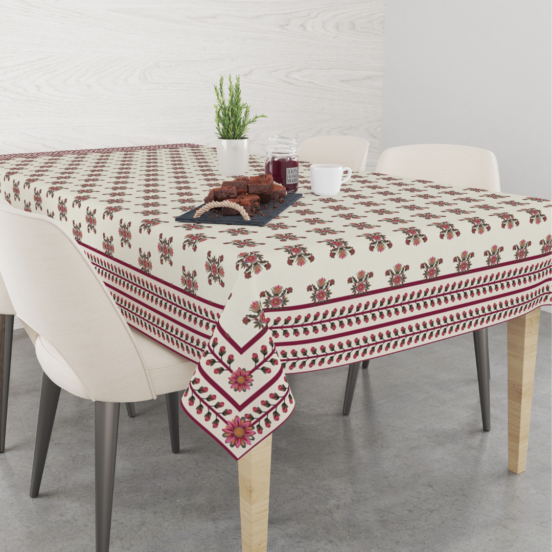 Maroon Block| Premium Quality | Table Cloth | Dining Table Cloth - Image 2