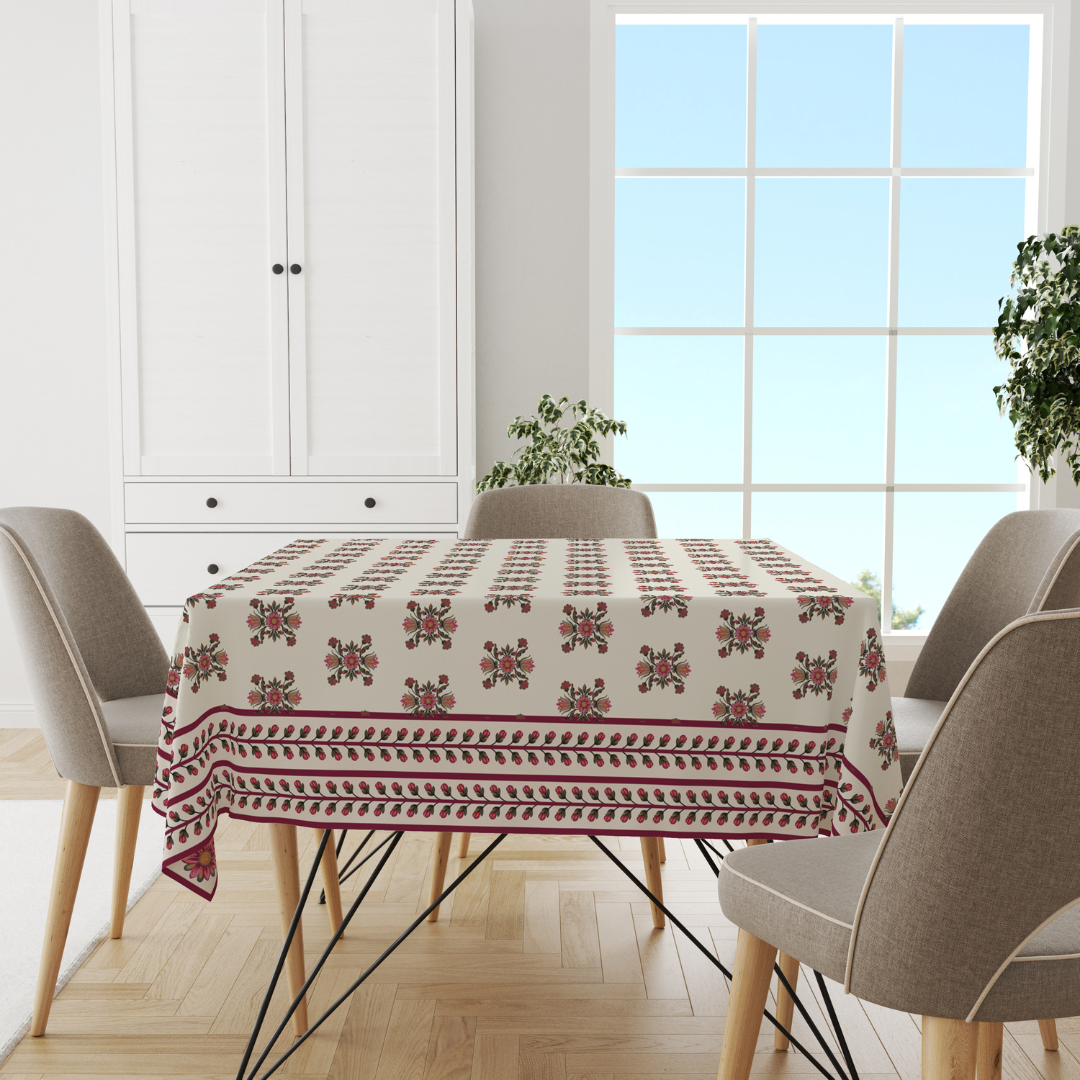 Maroon Block| Premium Quality | Table Cloth | Dining Table Cloth - Image 3