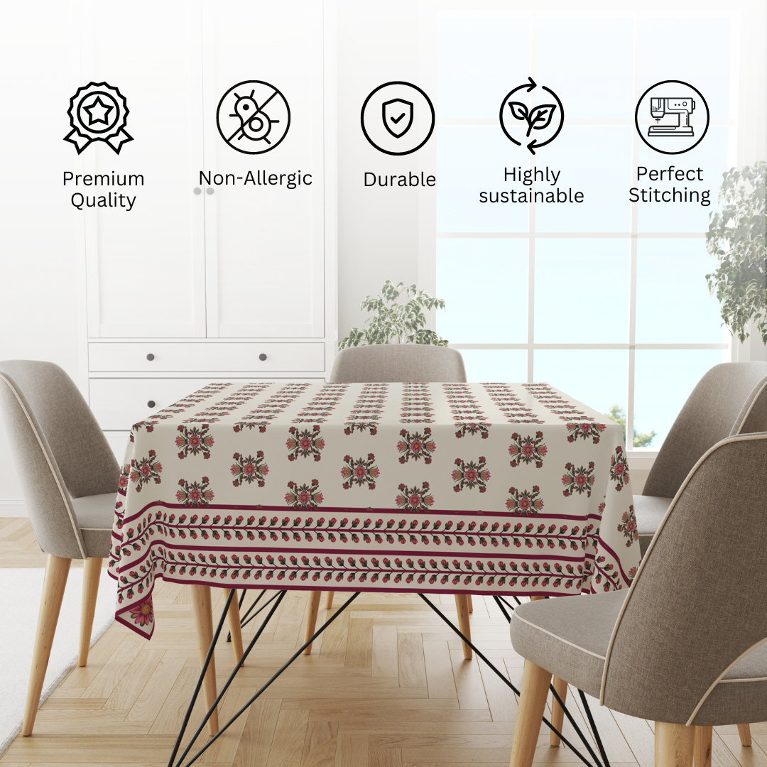 Maroon Block| Premium Quality | Table Cloth | Dining Table Cloth - Image 5