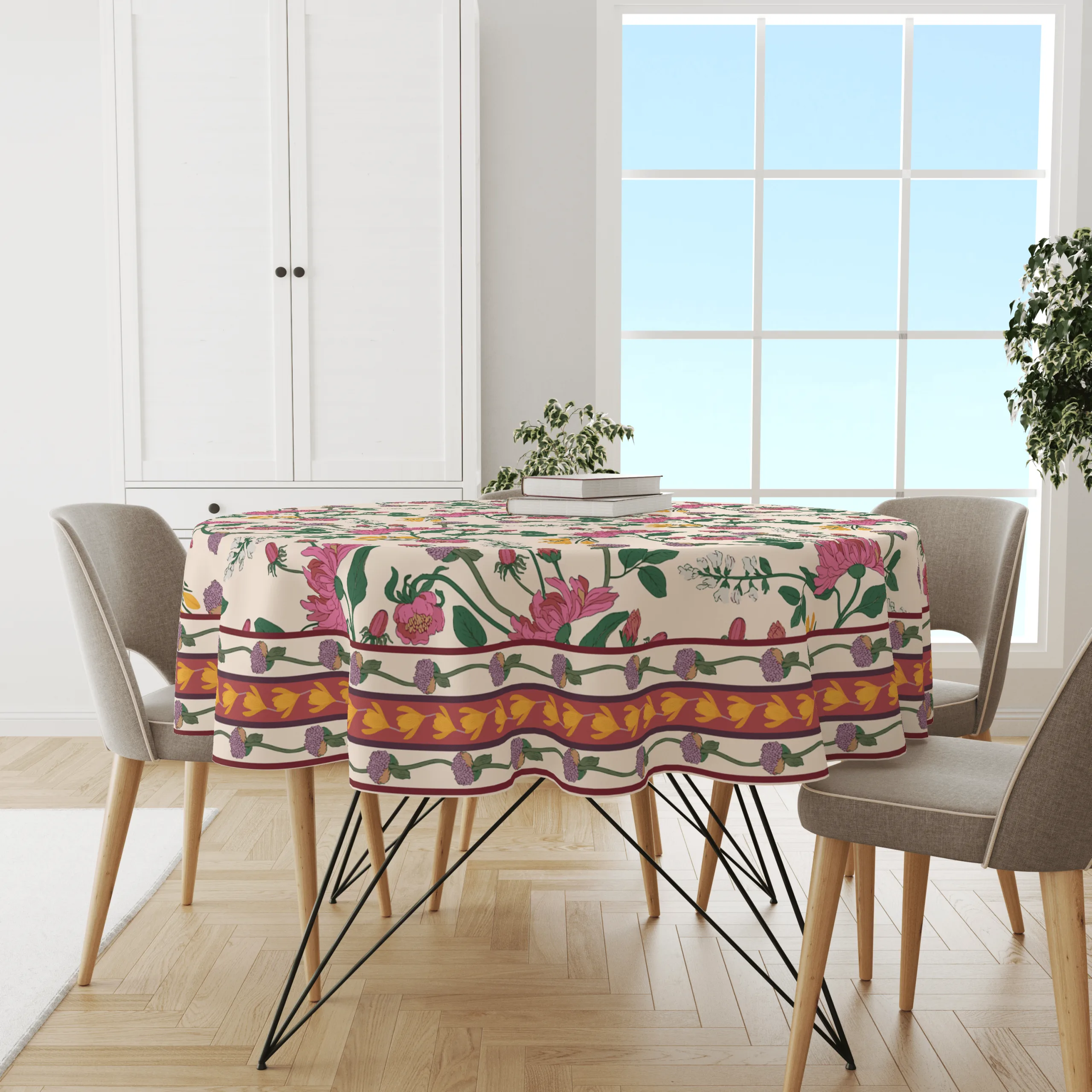 Pink Floral | Premium Quality | Table Cloth/ Table Linen | Kitchen Linen - Image 2