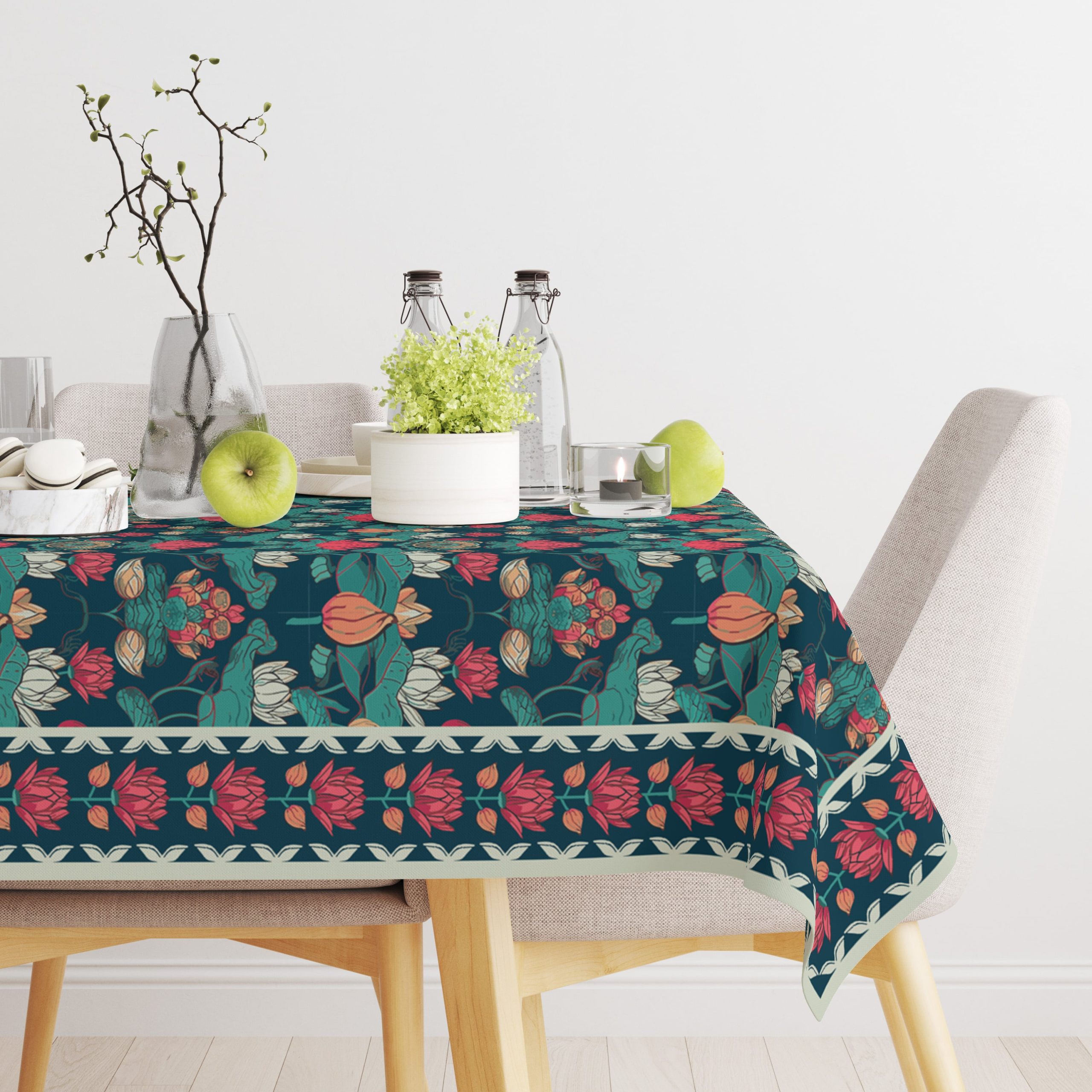 Pichwai Lotus | Premium Quality | Table Cloth | Dining Table Cloth
