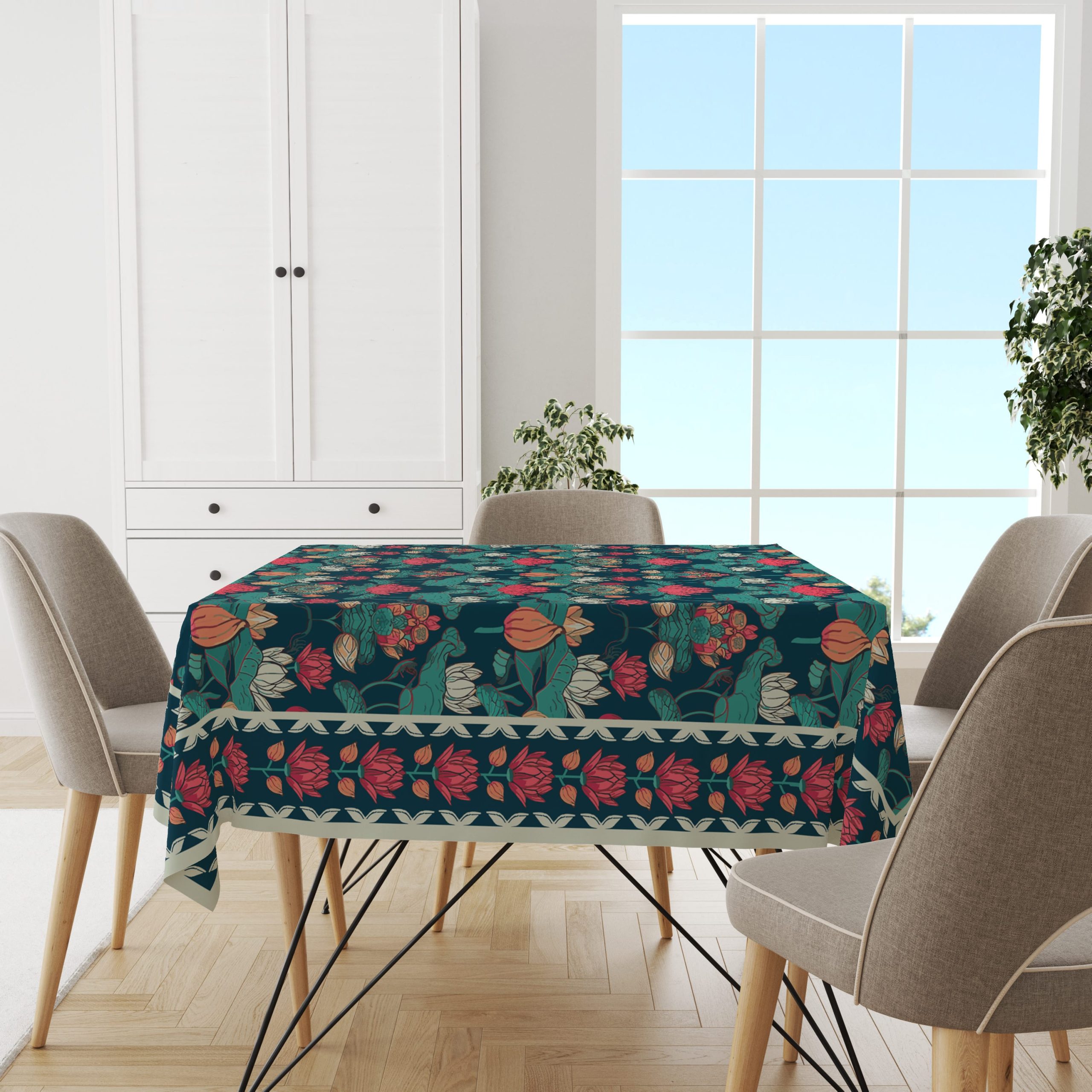 Pichwai Lotus | Premium Quality | Table Cloth | Dining Table Cloth - Image 4