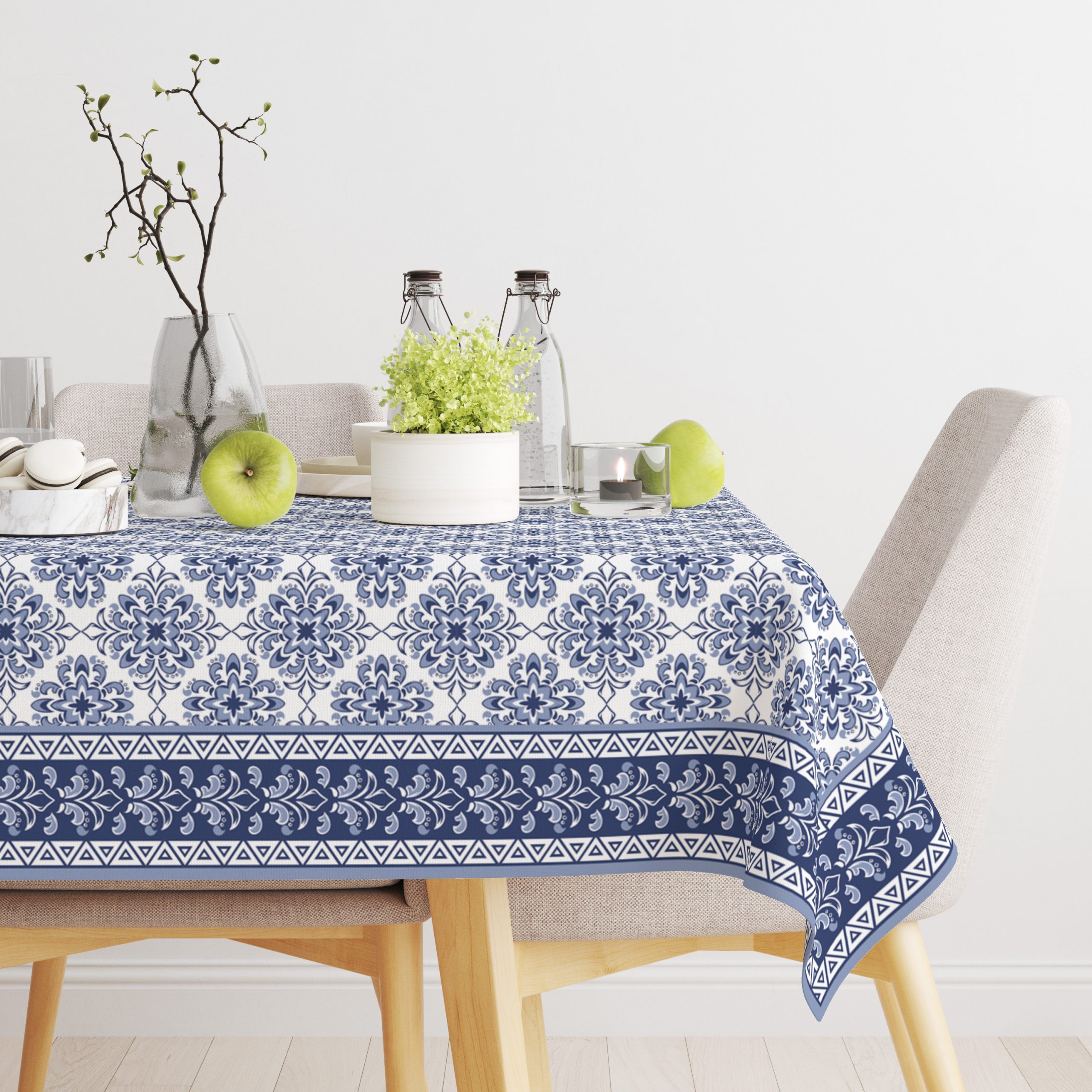 Turkish Blue| Premium Quality | Table Cloth | Dining Table Cloth - Image 3