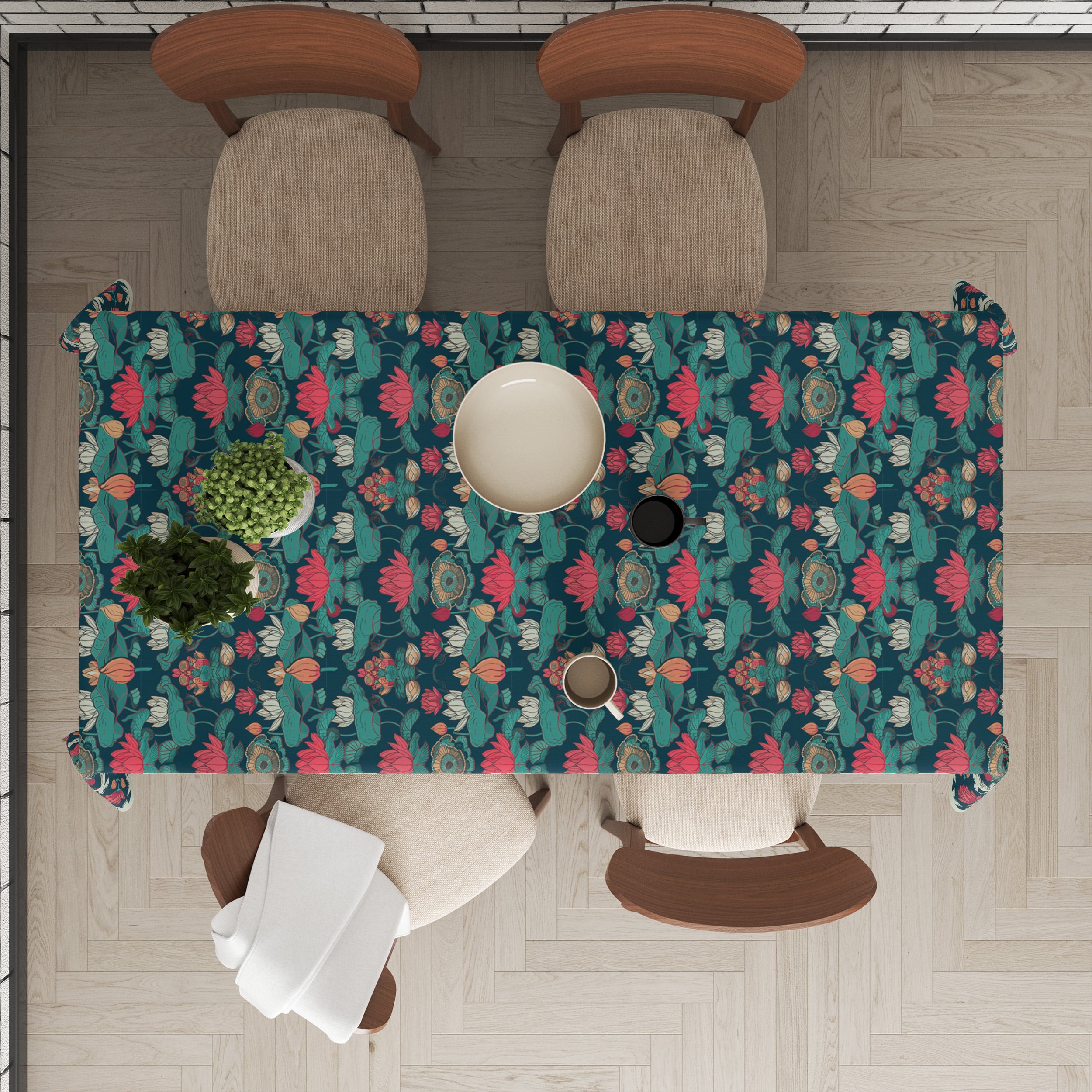 Pichwai Lotus | Premium Quality | Table Cloth | Dining Table Cloth - Image 2