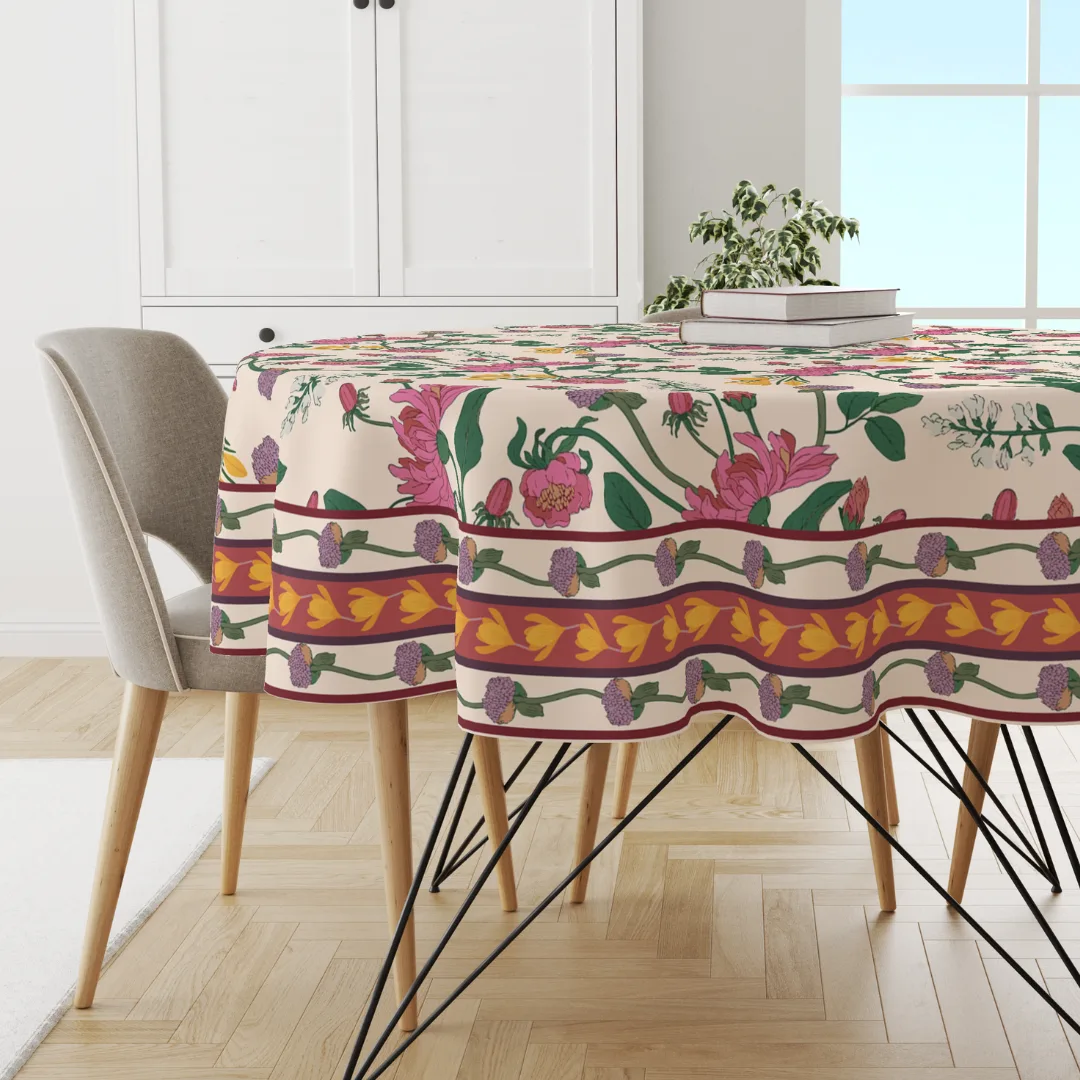 Pink Floral | Premium Quality | Table Cloth/ Table Linen | Kitchen Linen