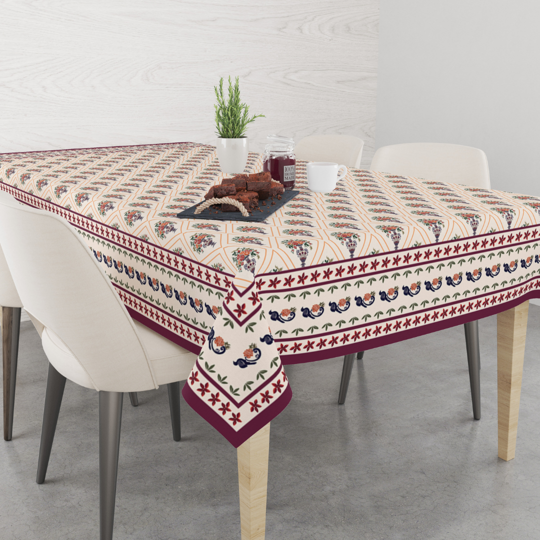 Maroon Block | Premium Quality | Table Cloth | Dining Table Cloth - Image 4