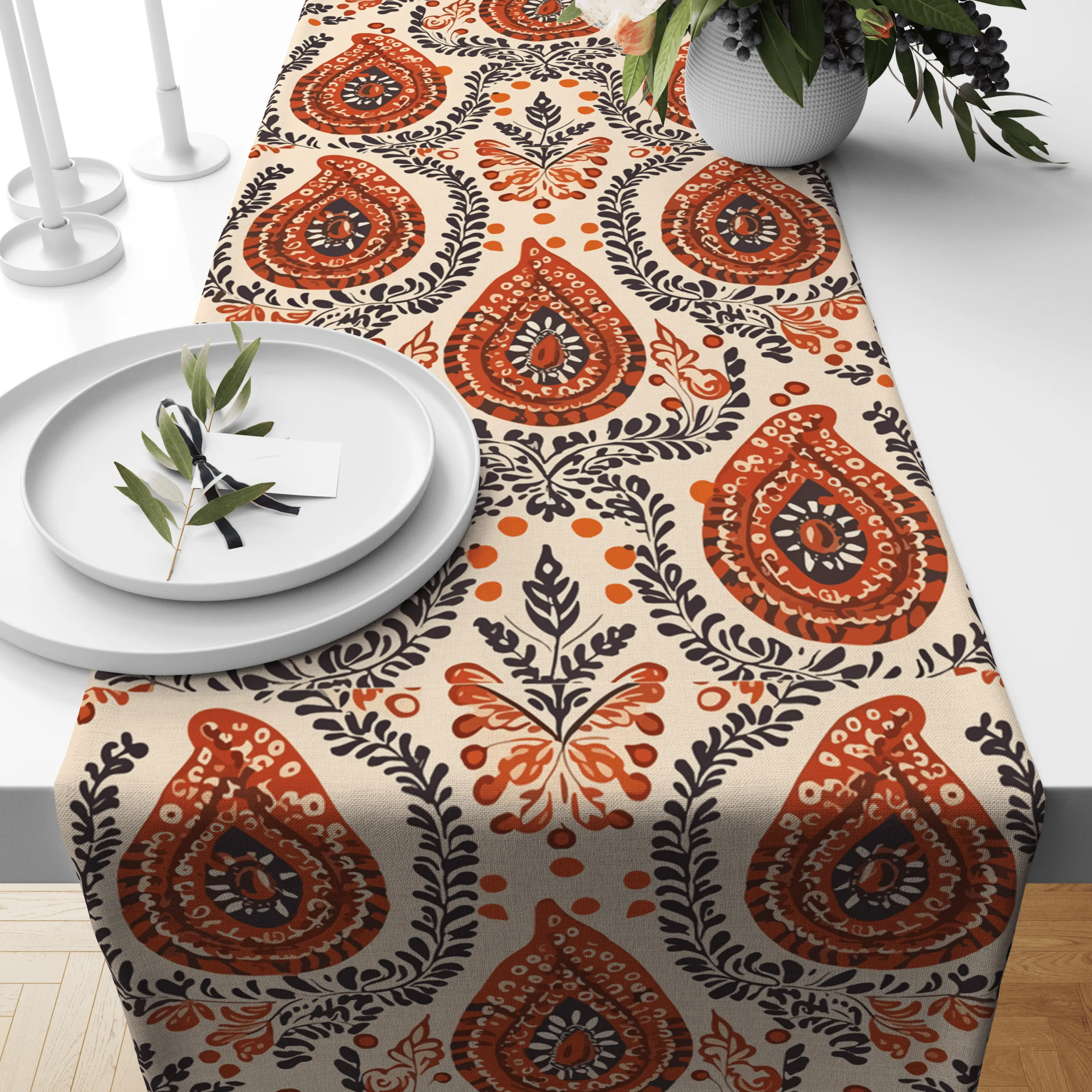 Brown Blocks | Table Linen/ Kitchen Linen| Table Runner| Premium Quality