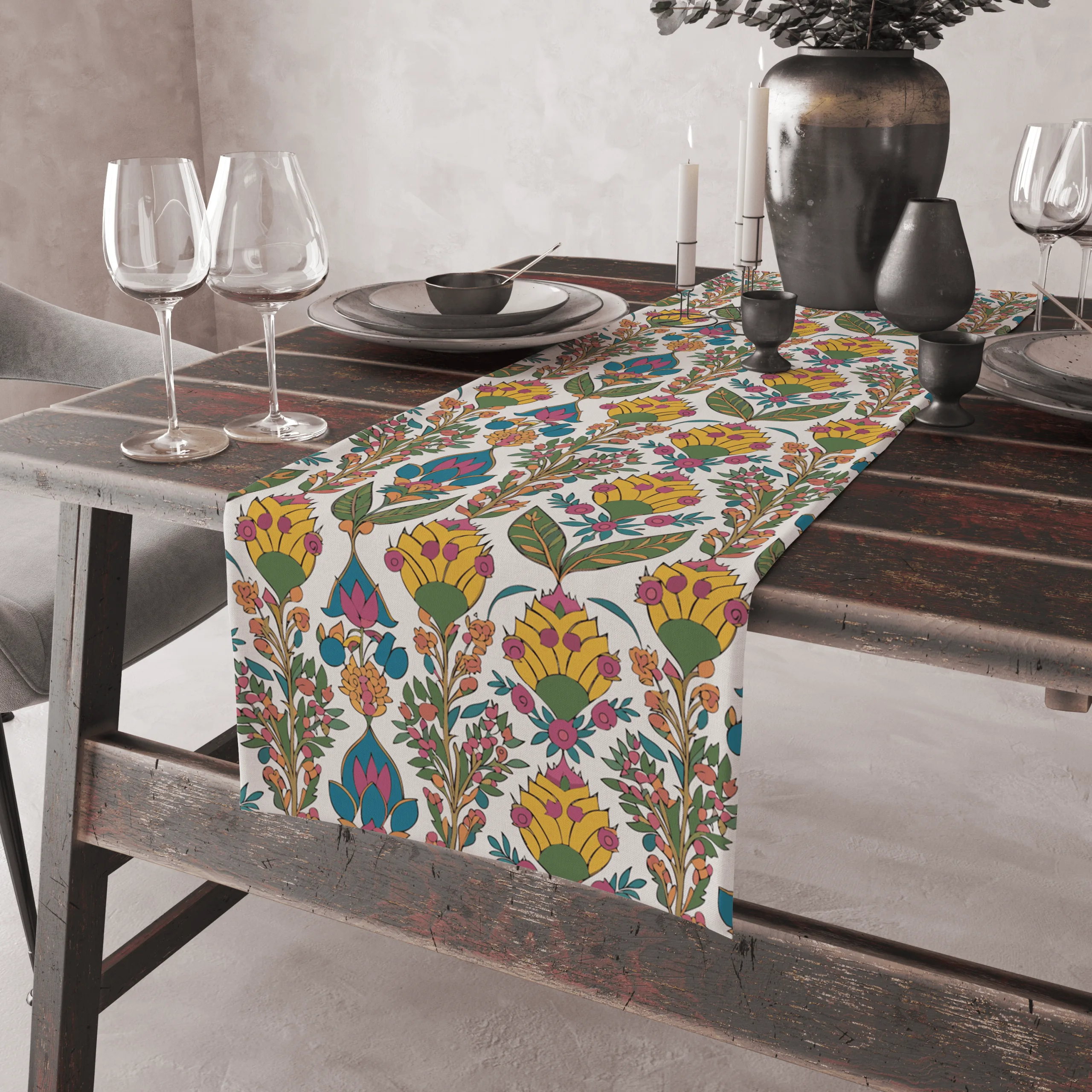 Yellow Flowers | Table Runner/ Table Linen| Premium Quality| Kitchen Linen - Image 2