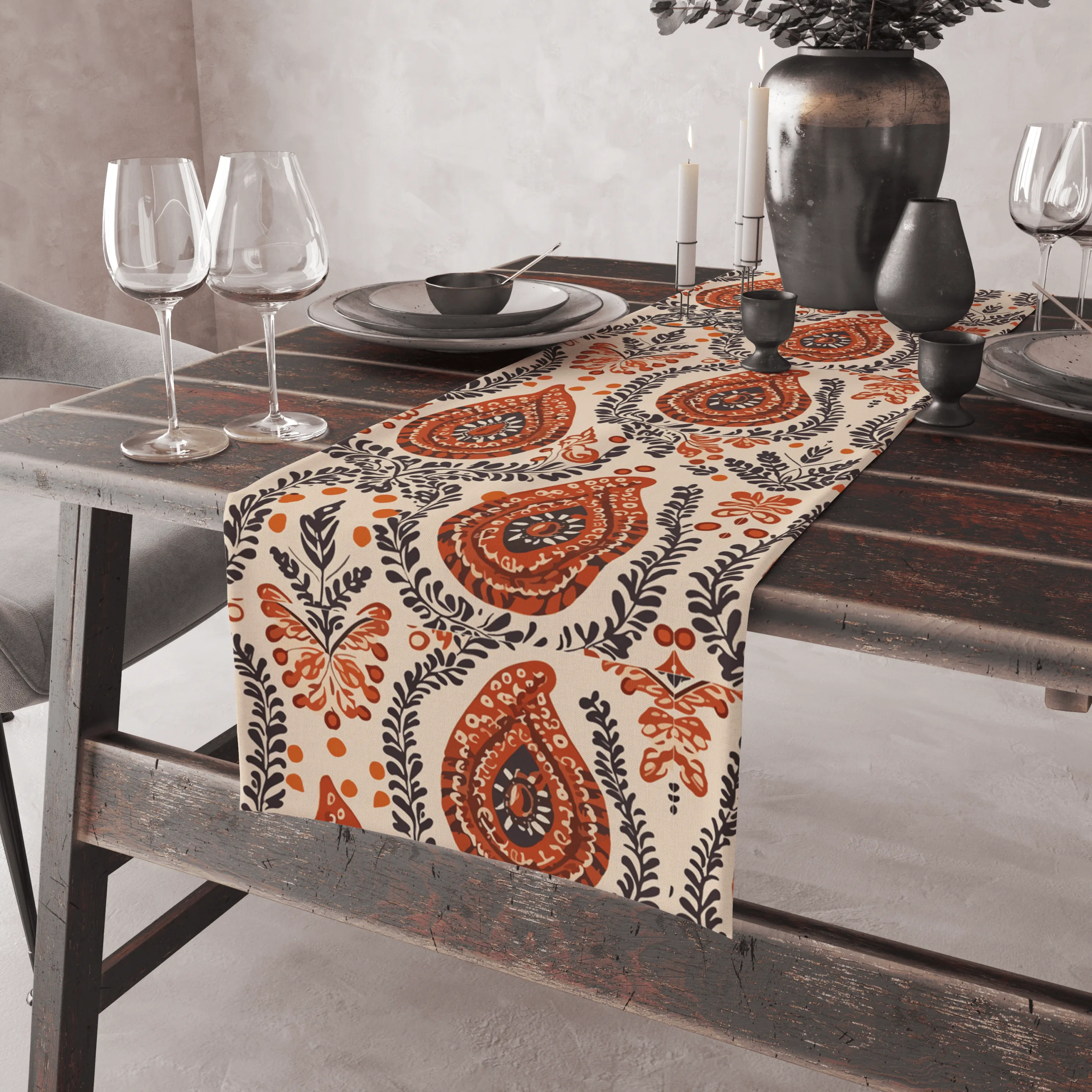 Brown Blocks | Table Linen/ Kitchen Linen| Table Runner| Premium Quality - Image 4