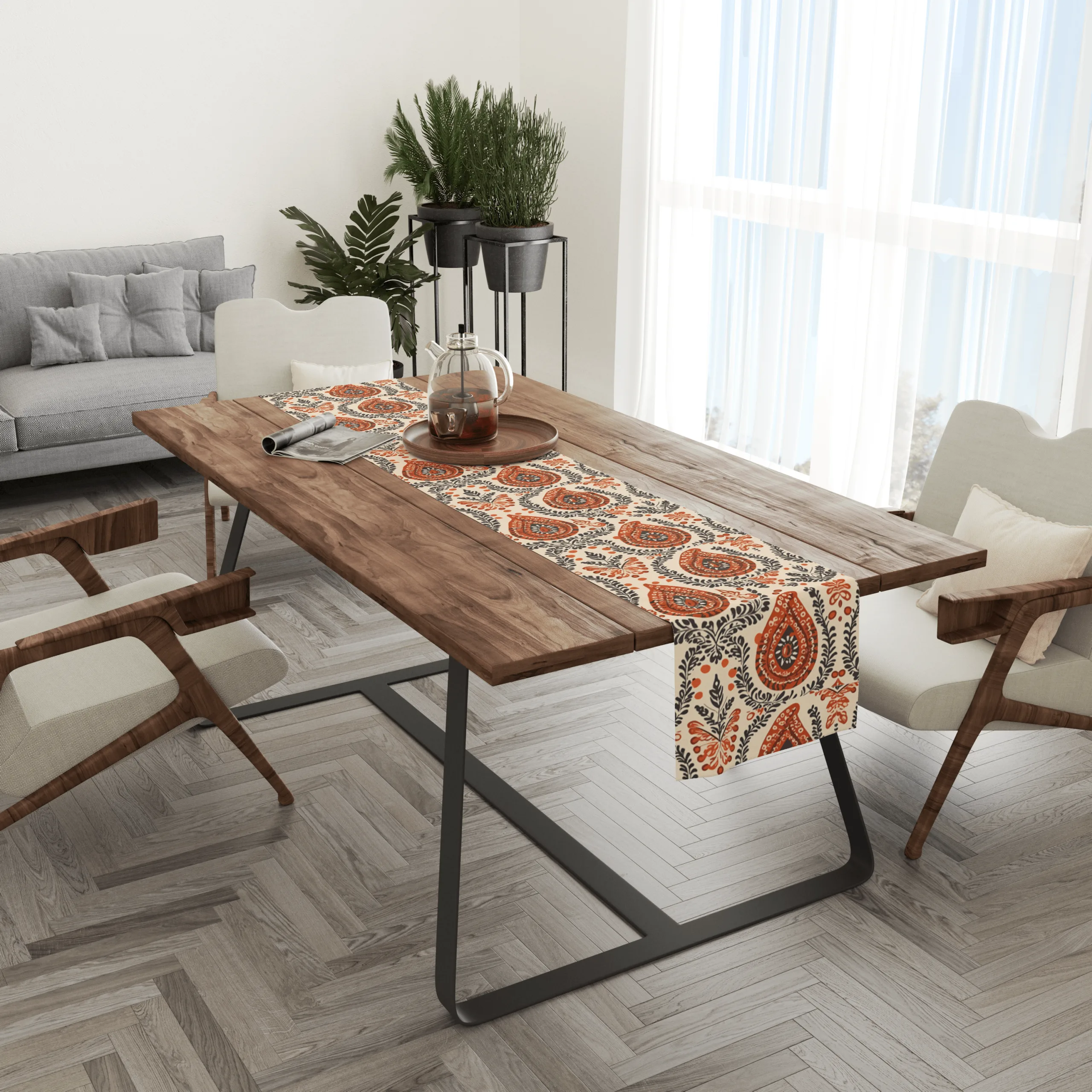 Brown Blocks | Table Linen/ Kitchen Linen| Table Runner| Premium Quality - Image 6